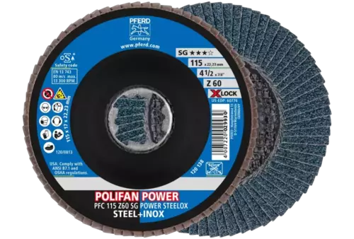 Ściernica listkowa POLIFAN POWER PFC 115 mm X-LOCK stożkowa Z60 SG STEELOX stal/stal nierdzewna 1