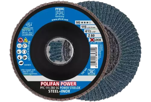 Ściernica listkowa POLIFAN POWER PFC 115 mm X-LOCK stożkowa Z80 SG STEELOX stal/stal nierdzewna 1
