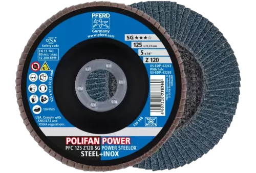 Ściernica listkowa POLIFAN POWER PFC 125 × 22,23 mm stożkowa Z120 SG STEELOX stal/stal nierdzewna 1