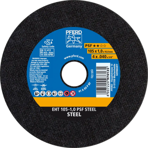 Tarcza do cięcia metalu 105x1x16 PSF STEEL płaska Pferd 69121029 1