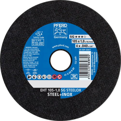 Tarcza do cięcia metalu 105x1x16 SG STEELOX płaska Pferd 69121043 1