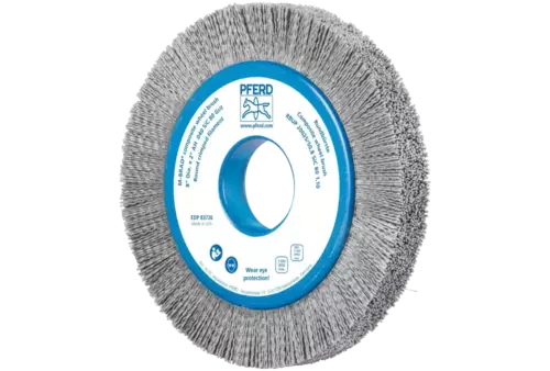 SZCZOTKI KOMPOZYTOWE tarczowe RBUP Ø 200 × 25 × 50,8 mm włókno SiC do otworu Ø 1,10 mm, ziarno 80, stacjonarne 1