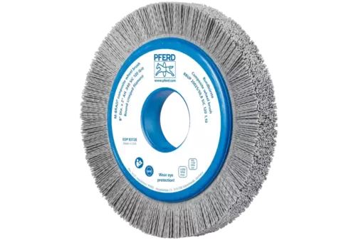 SZCZOTKI KOMPOZYTOWE tarczowe RBUP Ø 200 × 25 × 50,8 mm włókno SiC do otworu Ø 1,10 mm, ziarno 120, stacjonarne 1