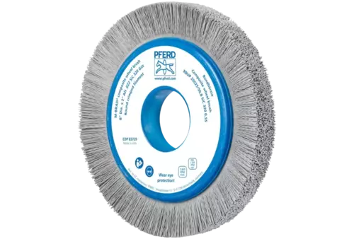 SZCZOTKI KOMPOZYTOWE tarczowe RBUP Ø 200 × 25 × 50,8 mm włókno SiC do otworu Ø 0,55 mm, ziarno 320, stacjonarne 1