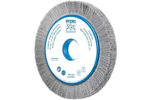 SZCZOTKI KOMPOZYTOWE tarczowe RBUP Ø 250 x 25 x 50,8 mm włókno SiC do otworu Ø 1,10 mm, ziarno 80, stacjonarne 1