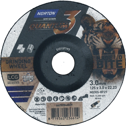 Tarcza do szlifowania metalu 125x3x22,23 Quantum 3 wypukła Norton 66252846609 1