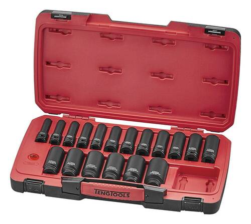 22-elementowy zestaw nasadek udarowych długich z chwytem 1/2 Teng Tools T9222L 1