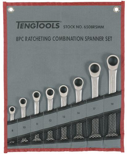 Zestaw kluczy płasko-oczkowych zapadkowych Teng Tools 6508RSMM 1