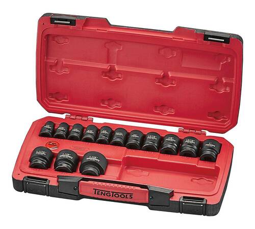 18-elementowy zestaw nasadek udarowych calowych z chwytem 1/2 Teng Tools T9218AF 1