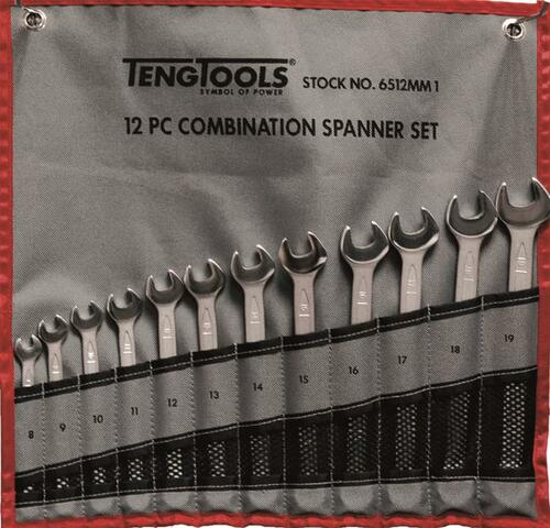 12-elementowy zestaw kluczy płasko-oczkowych 8-19 mm Teng Tools 6512MM1 1