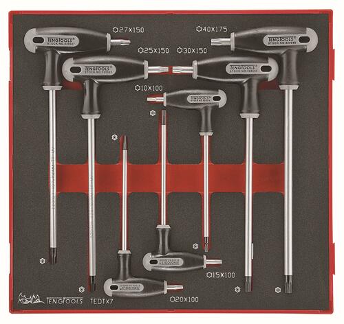 Zestaw 7 kluczy typu TX/TPX z rękojeścią poprzeczną Teng Tools TEDTX7 1