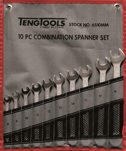 10-elementowy zestaw kluczy płasko-oczkowych 8-19 mm Teng Tools 6510MM 1