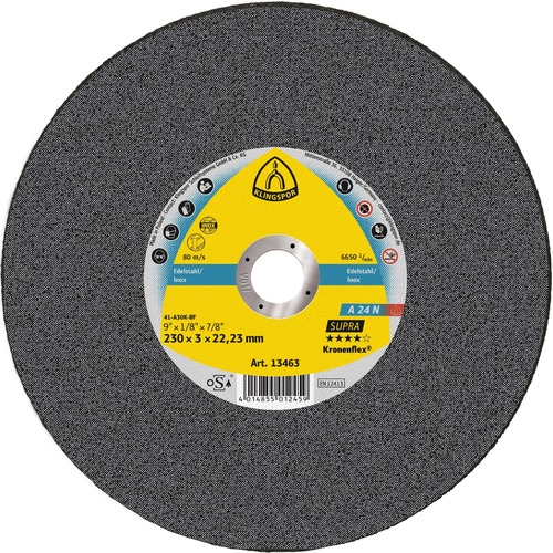 Tarcza do cięcia metalu 230x3x22,23 A 24 N Supra płaska Klingspor 13463 1