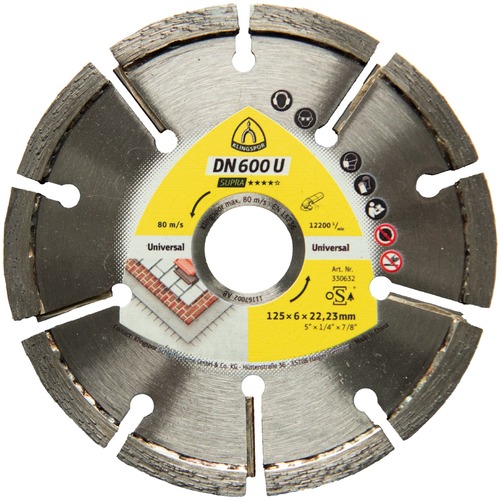 Tarcza diamentowa 125x6x22,23 spoiny z zaprawy DN 600 U Supra Klingspor 330632 1