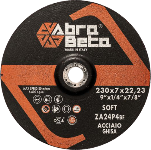 Tarcza do szlifowania metalu 230x7x22,23 ZA24P4 SOFT Standard wypukła AbraBETA 000121230 1