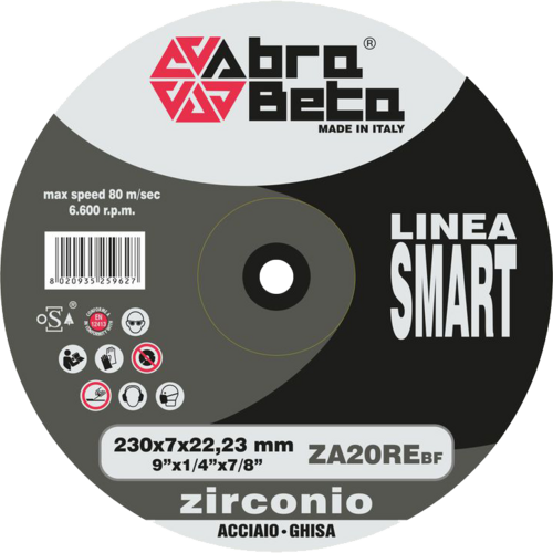 Tarcza do szlifowania żeliwa 115x6,5x22,23 ZA20RE ACCIAIO SMART LINEA DUE wypukła AbraBETA 000750115 1