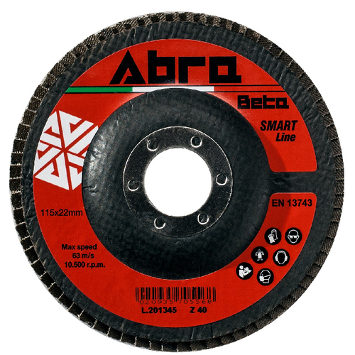 Ściernica listkowa talerzowa płaska, cyrkonowa z40, talerz fibrowy 125x22mm, listki podwójne, abrabeta smart 1