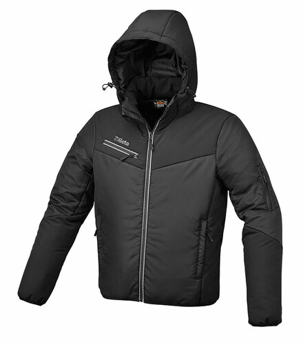 Kurtka 100% poliestru 300d z odpinanym kapturem, watowanie 160g/m2, wodoodporna, duża ilość kieszeni, kolor czarny, model... 1