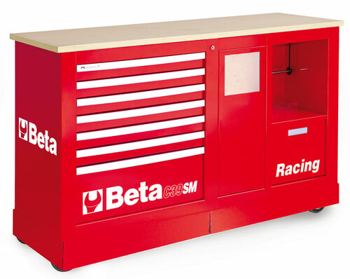 Wózek narzędziowy typu racing sm, z blachy stalowej, lakierowany czerwony, pusty, model 3900/c39smr, 980x1540x520mm 1