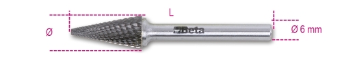 Pilnik obrotowy z węglika spiekanego stożkowy, 8x19mm, trzpień 6mm, nacięcie standard z łamaczem wióra, model 426md/t8 1