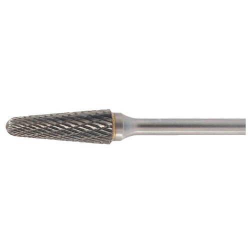 Pilnik obrotowy z węglika spiekanego, kształt stożkowy zaokrąglony, 8x22mm, trzpień 6mm, nacięcie standard z łamaczem... 1