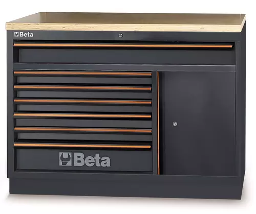 Moduł stały 7 szufladowy z drzwiami i drewnianym blatem system C45PRO Beta C45PRO/M7A/W 1