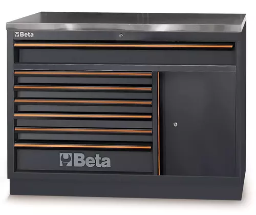 Moduł stały 7 szufladowy z drzwiami i stalowym blatem system C45PRO Beta C45PRO/M7A/X 1