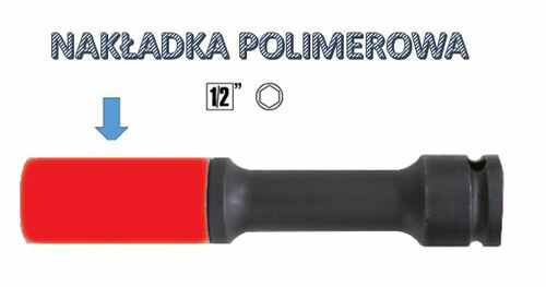 Nasadka udarowa z nakładką polimerową do śrub kół samochodów, typ długi model720lpl/21 1
