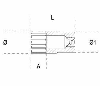 Nasadka sześciokątna długa z gniazdem 3/8, model 910al, 19mm 1