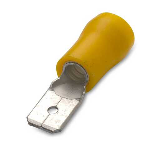 Wsuwka izolowana z antywibracyjną tulejką miedzianą, 6-6.3/0.8, pvc, zakres 4-6 mm2, żółta, opakowanie 50 sztuk model BM00380 1