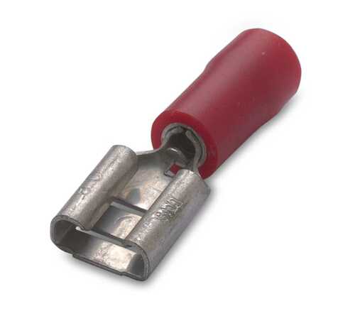 Nasuwka izolowana z antywibracyjną tulejką miedzianą, 1.5-2,8/0.5, pvc, zakres 0.25-1.5 mm2, czerwona, opakowanie 100... 1
