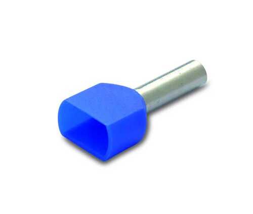 Końcówka tulejkowa izolowana podwójna, 2x2.5/13, 2.5 mm2, niebieska, kolor din 46228/4, opakowanie 100 sztuk model bm00559 1