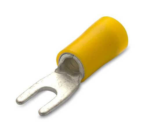 Końcówka kablowa izolowana widełkowa z antywibracyjną tulejką miedzianą, 6/4, pvc, żółta, zakres 4-6 mm2, opakowanie... 1