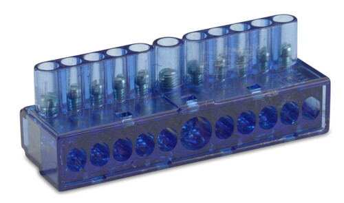 Listwa zaciskowa śrubowa 11 torowa, 10x(2,5-6 mm2), 1x(6-16 mm2), 750v,ekwipotencjalna, opakowanie 25 sztuk model bm9982 1