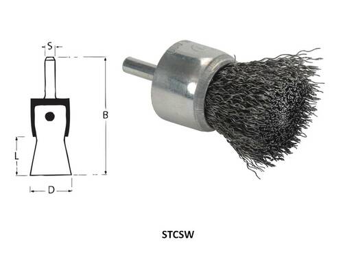 Szczotka pędzelkowa na trzpieniu, drut karbowany ze stali nierdzewnej, br001-enb stscw 24x68mm, trzpień 6mm, drut 0,3mm... 1