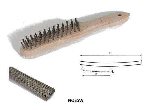Szczotka ręczna drewniana, drut prosty ze stali węglowej, br001-hcb nossw 290x140x25mm, drut 0,3mm czterorzedowa flexovit 1