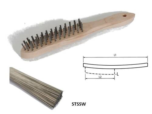 Szczotka ręczna drewniana, drut prosty ze stali nierdzewnej, br001-hcb stssw 290x140x25mm, drut 0,3mm dwurzędzowa flexovit 1