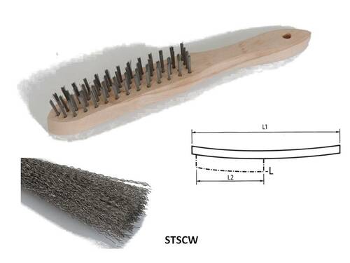Szczotka ręczna drewniana, drut karbowany ze stali nierdzewnej, br001-hcb stscw 290x140x25mm, drut 0,3mm dwurzędzowa flexovit 1