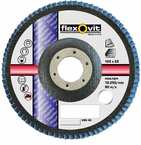 Ściernica listkowa wypukła, ziarno ścierne cyrkonowe, podłoże z włókna szklanego, fld fdtf 125x22 r822 flx p120 flexovitzircon 1