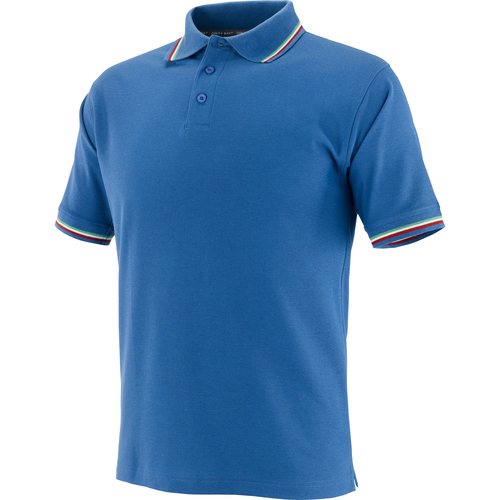 Koszulka polo tricolor r.kr.błękitna s 1