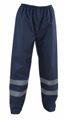 Spodnie robocze z elementami odblaskowymi, przeciwdeszczowe, 100% poliestru oxford 300d powlekanego poliuretanem, granatowe... 1