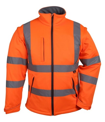 Kurtka softshell ostrzegawcza o intensywnej widzialności, z odpinanymi rękawami, pomarańczowa, model vwjk176o rozmiar... 1