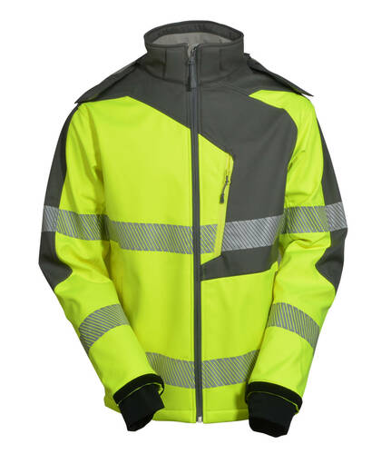 Kurtka softshell, ostrzegawcza o intensywnej widzialności, (taśma odblaskowa segmentowa), dobra ochrona przed deszczem... 1