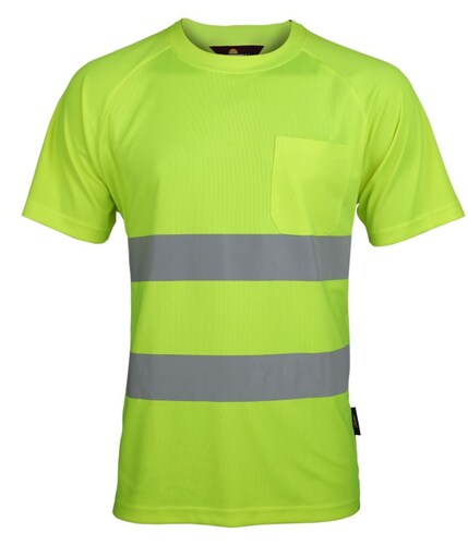 T-shirt ostrzegawczy o intensywnej widzialności, przewiewny coolpass, 2 taśmy odblaskowe poziome, żółty, model vwts01-ay... 1