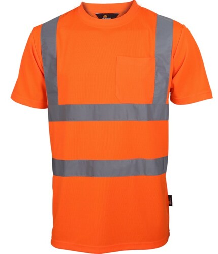 T-shirt ostrzegawczy o intensywnej widzialności, przewiewny poliester pique, 2 taśmy odblaskowe poziome i 2 pionowe na... 1