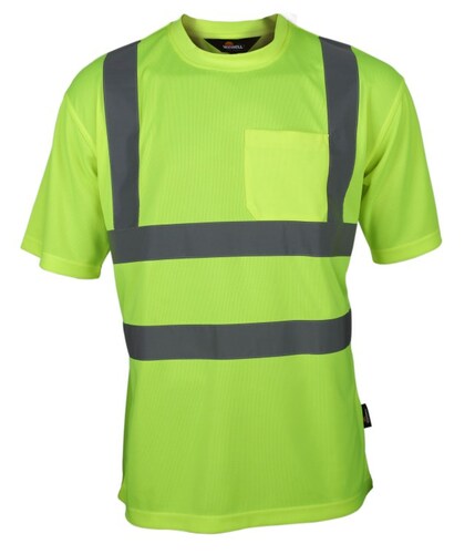 T-shirt ostrzegawczy o intensywnej widzialności, przewiewny poliester pique, 2 taśmy odblaskowe poziome i 2 pionowe na... 1