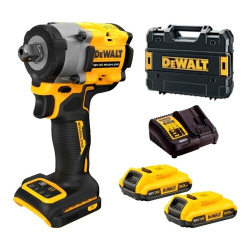 Klucz udarowy 1/2 18V 406N bolec blokujący + walizka + 2x2Ah + ładowarka DeWALT DCF922D2T 1