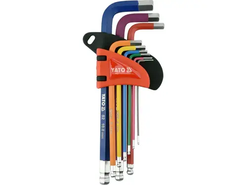 Komplet 9 szt kluczy imbusowuch z kulką 1.5-10mm KOLOR 1