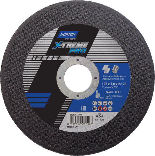 Tarcza do cięcia metalu 125x1x22,23 X-Treme Pro płaska Norton 66252846979 1