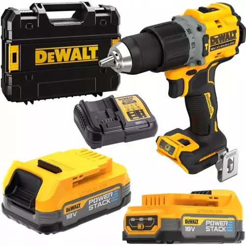 Wiertarko-wkrętarka udarowa 18V 90Nm 2 x aku 1,7Ah POWERSTACK + ładowarka + walizka DeWALT DCD805E2T 1